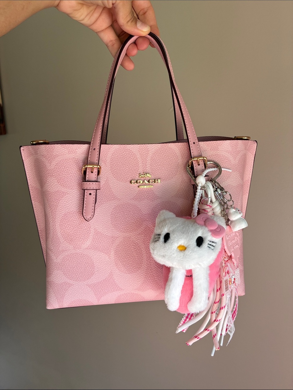 Hello Kitty Pink Plush Slipper Keychain Bag Charm